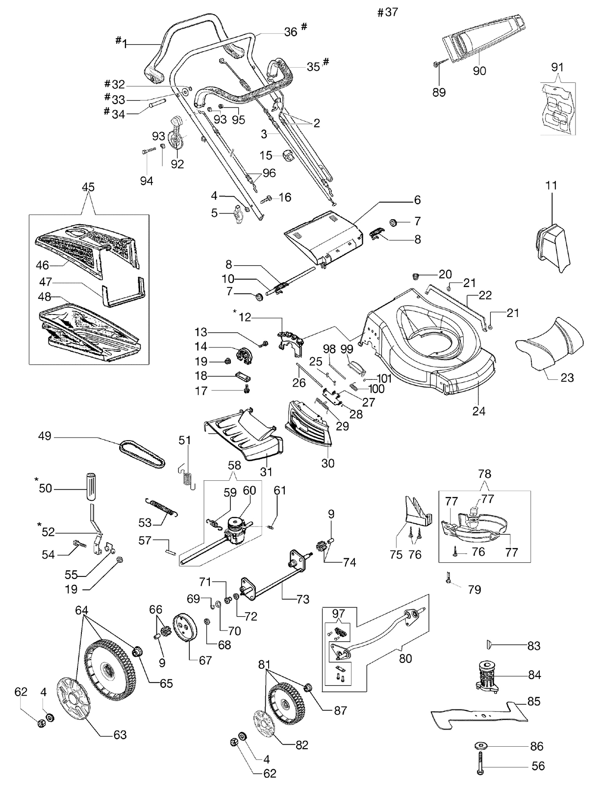 Запчастини до газонокосарки GV 53 TBX ALL ROAD PLUS 4
